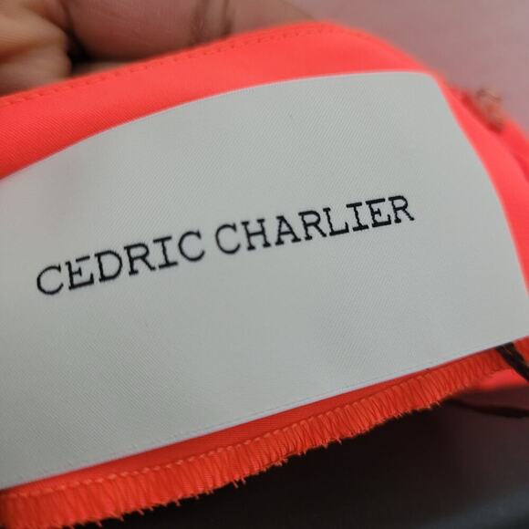 Cedric Charlier Women Long Maxi Skirt Size 8 Neon Orange Zip Flowy Luxe NEW - Picture 3 of 9